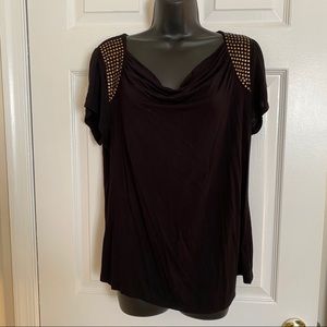 Black Sharagano top w/ gold embellishments
